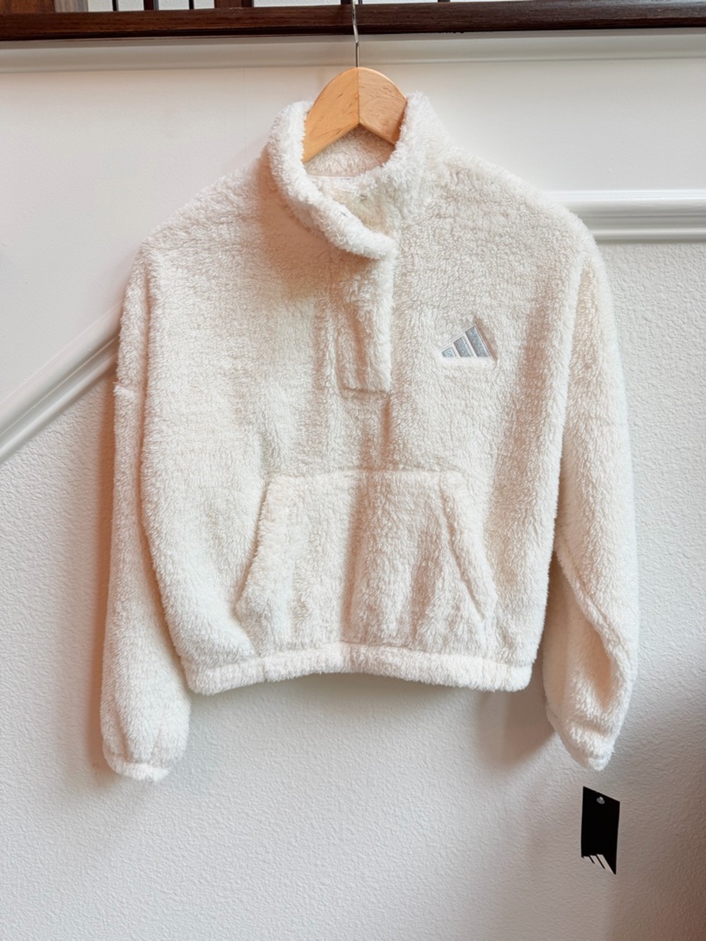 Adidas Shirpa Long Sleeve Loose Fit White Silver Shimmer Pullover Size Large